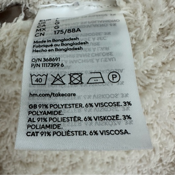 NWT H&M Teddy Sherpa Jogger Sweatpants Womans Large Beige - Picture 5 of 10